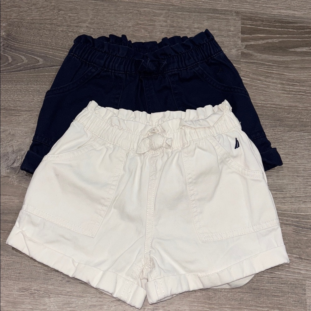 Nautica - Set of 2 Girls Shorts - White and Navy - Size 5